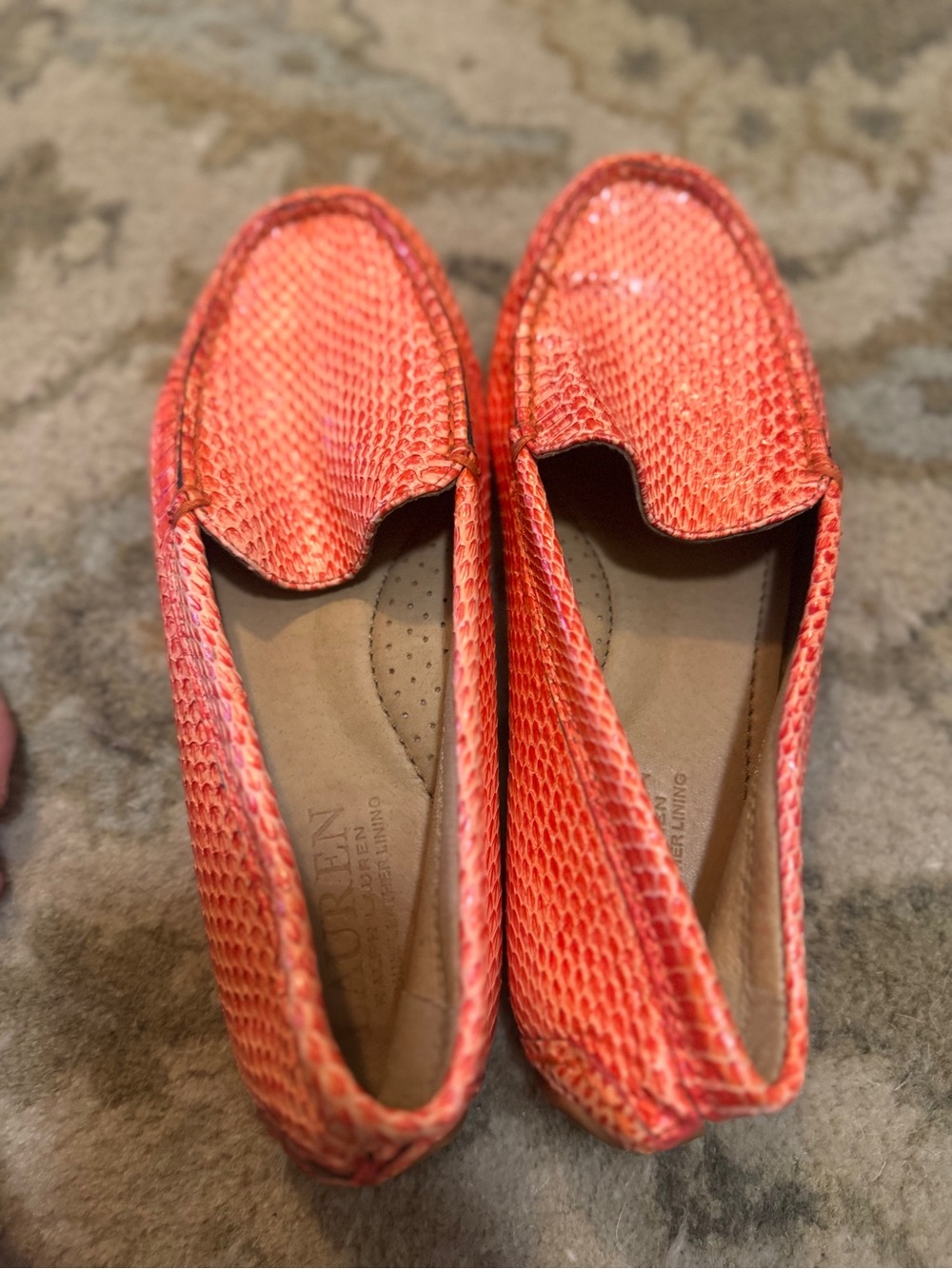 Lauren Ralph Lauren Coral-Textured Slip On Loafers